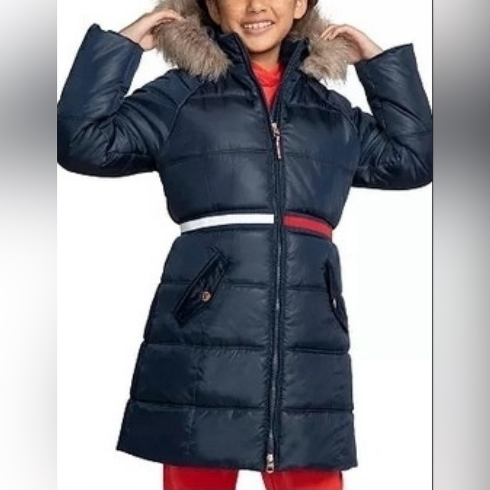 Tommy Hilfiger Girls Navy Puffer Coat Size 12-14